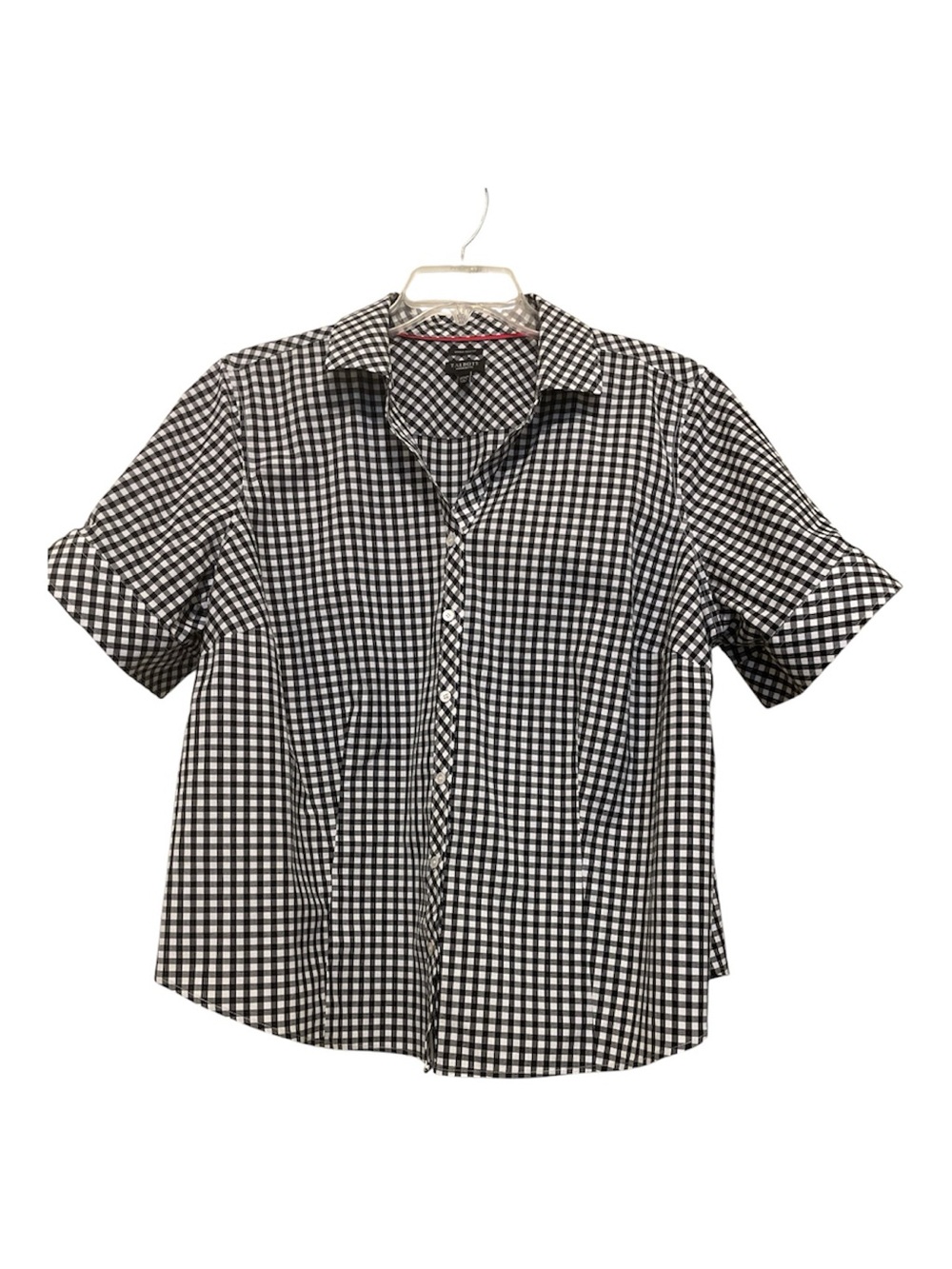Talbots Black and White Gingham Short-Sleeve Blouse